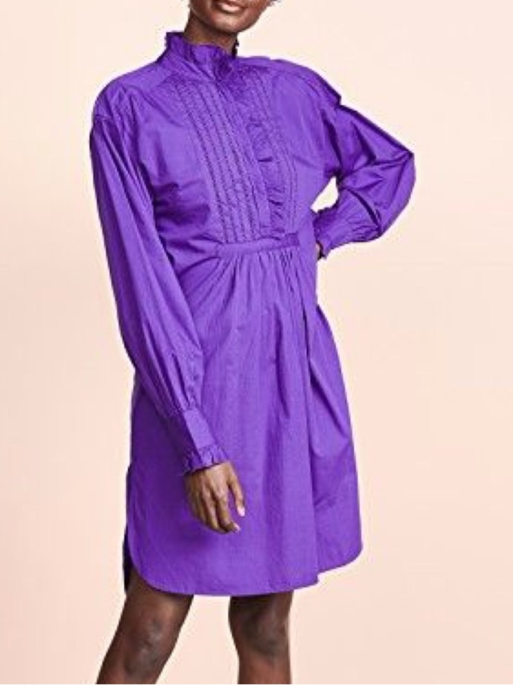 Antik Batik. Taury Ruffle Tunic Dress. Purple. Size XS.
